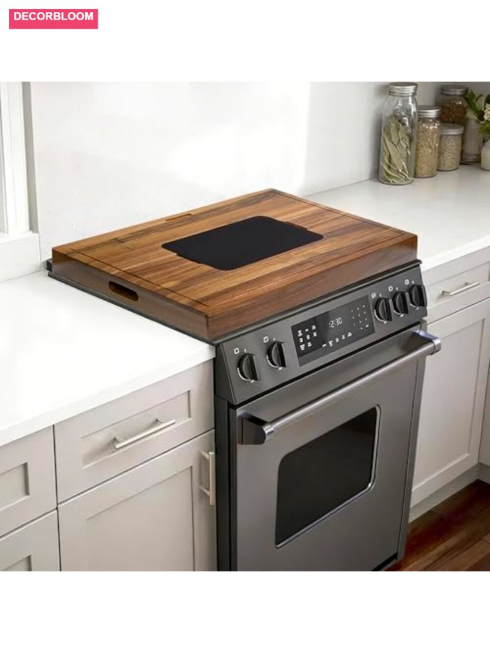 Solid Acacia Wood Stove Top Cover 30x22 Reversible Cutting Board